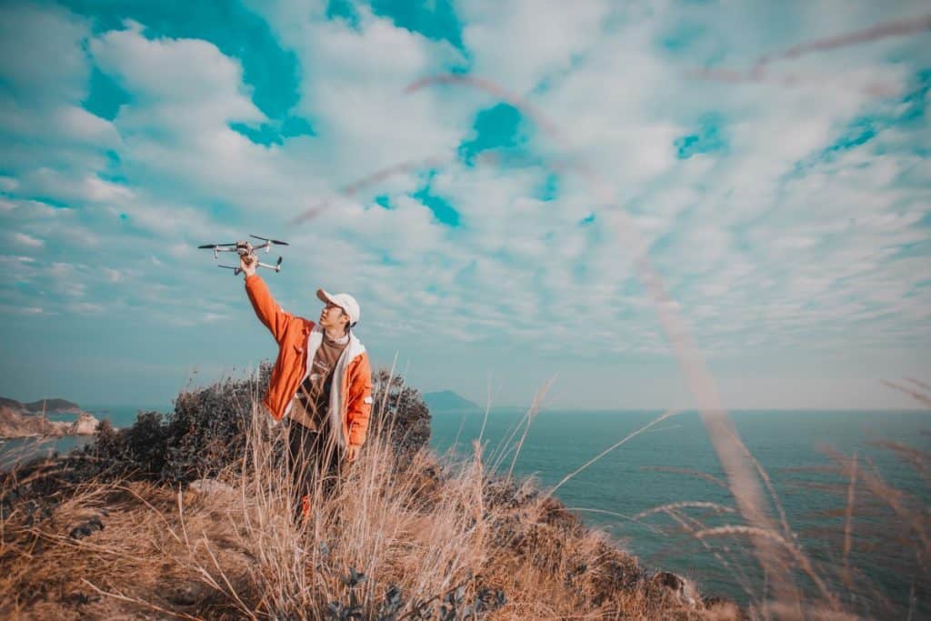 teen with drone